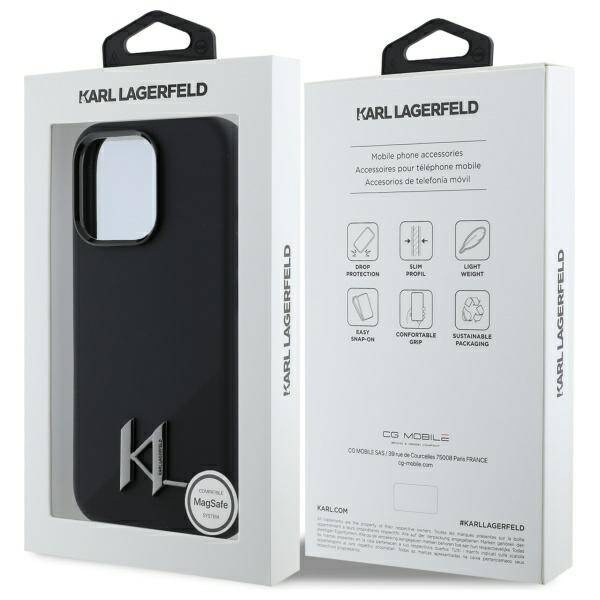 Etui Karl Lagerfeld iPhone 16 Pro Max 6.9" czarny/black hardcase Silicone Shadow Metal Initial MagSafe