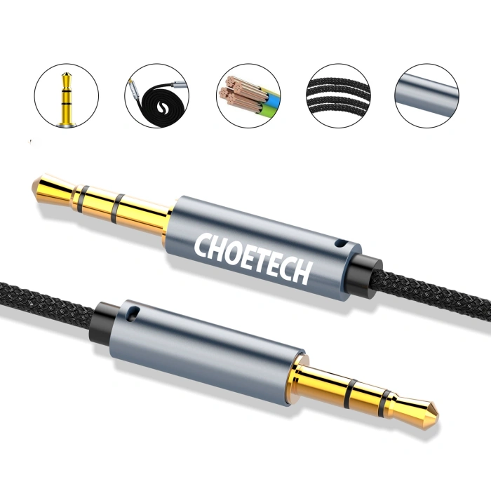 Kabel Choetech AUX002 mini jack 3.5mm (męski) / mini jack 3.5mm (męski) 1.2m - czarny