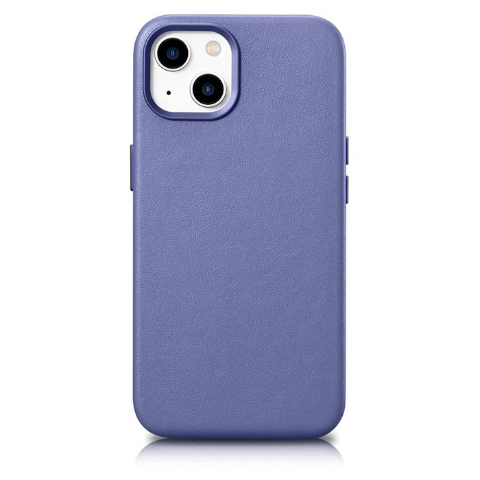 iCarer Case Leather pokrowiec etui z naturalnej skóry do iPhone 14 jasnofioletowy (WMI14220705-LP) (kompatybilne z MagSafe)