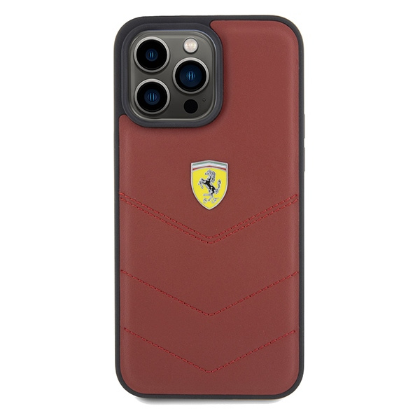 Etui Ferrari FEHCP15XRDUR iPhone 15 Pro Max 6.7" czerwony/red hardcase Leather Stitched Lines Case