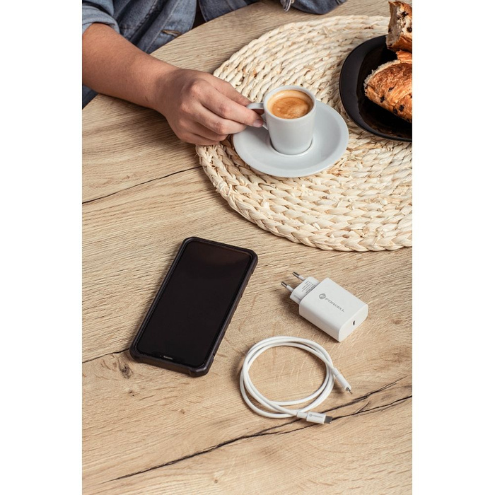 Ładowarka sieciowa do telefonu Forcell F-Energy USB C QC4.0 PD 3A 20W + kabel USB C do Lightning TFK-TC-20WPD biała