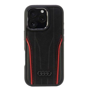 Audi Genuine Leather MagSafe iPhone 16Pro 6.3" czarno-czerwony/black-red hardcase AU-TPUPCMIP16P-R8/D3-RD