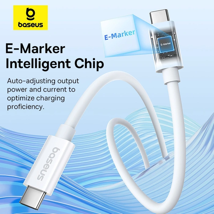 Kabel Baseus CB000068 USB-C - USB-C 240W PD 8K 60Hz 1m - biały