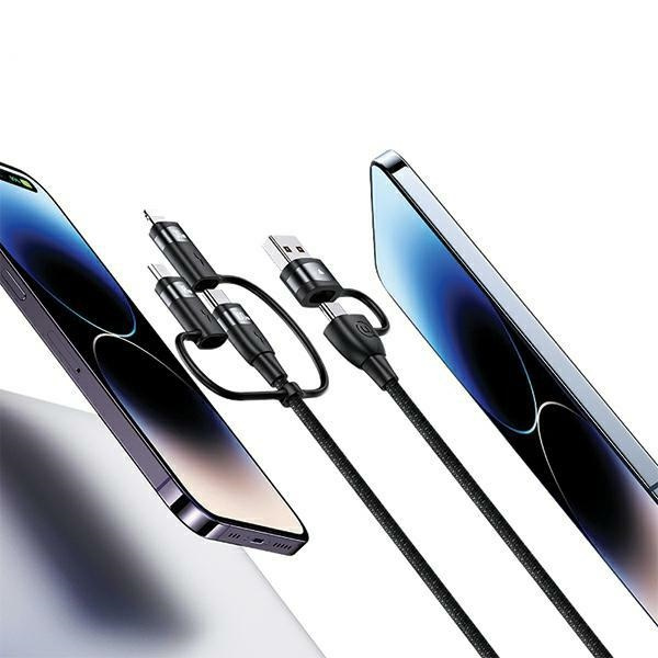 USAMS Kabel U85 2xUSB-C/USB/Micro-USB/ Lightning 6w1 2m 100W PD Fast Charge czarny/black SJ646USB01 (US-SJ646)
