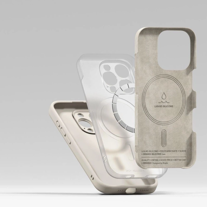 Etui RINGKE SILICONE MAGNETIC MAGSAFE IPHONE 16 PRO STONE