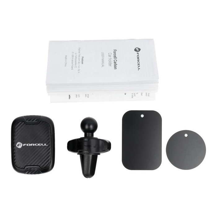 Uchwyt na telefon do samochodu magnetyczny Forcell F-Grip Carbon H-CT325 do kratki czarny