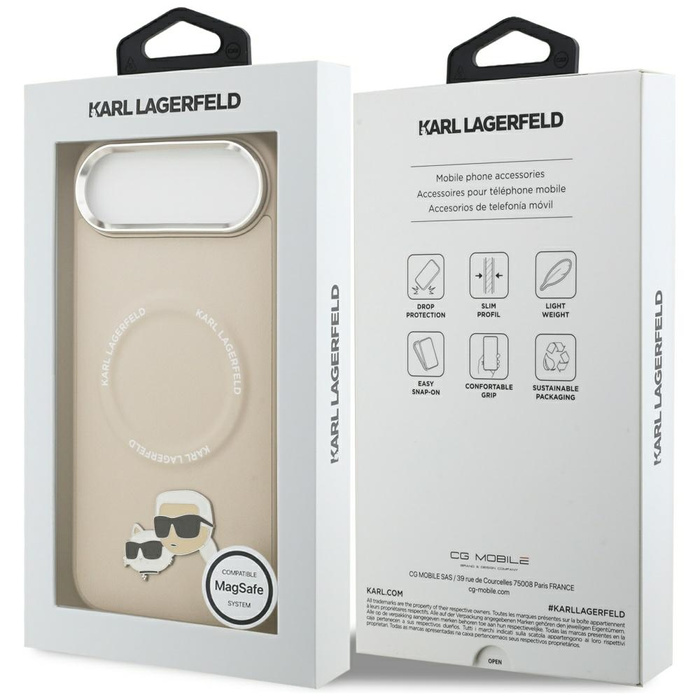 Etui Karl Lagerfeld Karl & Choupette     Pins MagSafe do iPhone Air beżowy