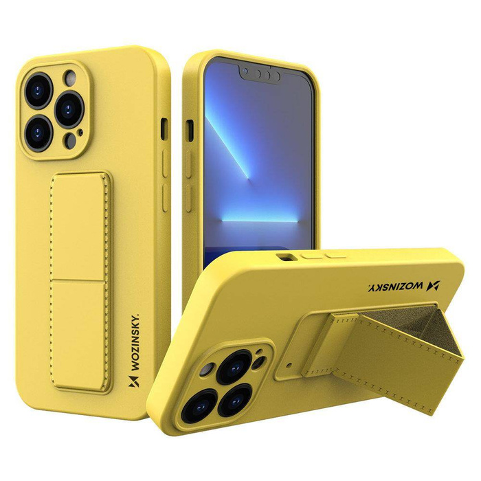 Wozinsky Kickstand Case elastyczne silikonowe etui z podstawką iPhone 13 mini żółty