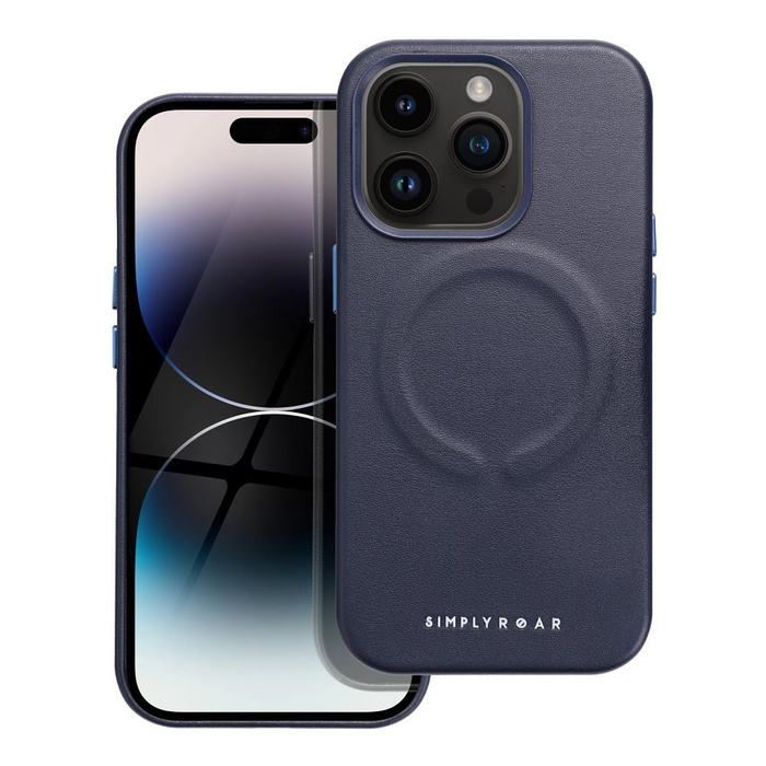 Futerał Roar Leather Mag Case kompatybilny z MagSafe - do iPhone 14 Pro Granatowy