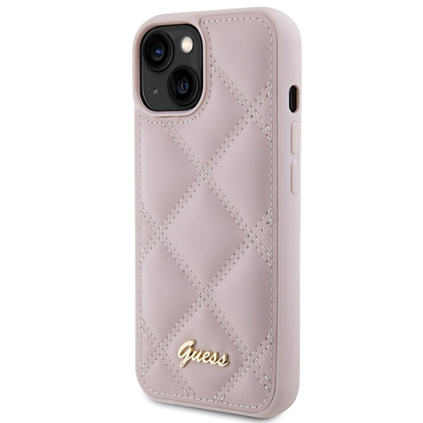 Etui Guess GUHCP15SPSQSQSP iPhone 15 6.1" różowy/pink hardcase Quilted Metal Logo Case