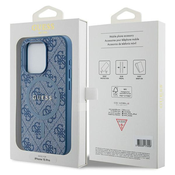 Etui Guess GUHMP14XG4GFRB iPhone 14 Pro Max 6.7" niebieski/blue hardcase 4G Collection Leather Metal Logo MagSafe Case