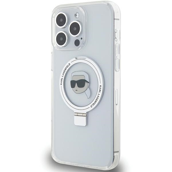 Etui Karl Lagerfeld KLHMP15LHMRSKHH iPhone 15 Pro 6.1" biały/white hardcase Ring Stand Karl Head MagSafe Case