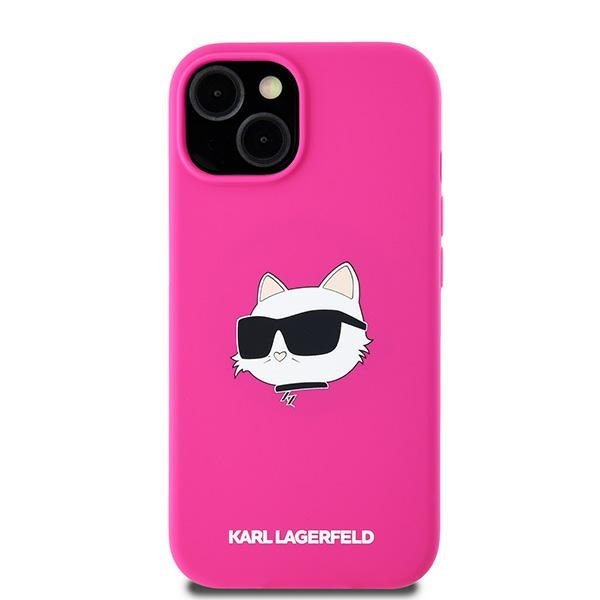 Etui Karl Lagerfeld KLHMP15SSCHPPLF iPhone 15 / 14 / 13 6.1" różowy/fuschia hardcase Silicone Choupette Head MagSafe