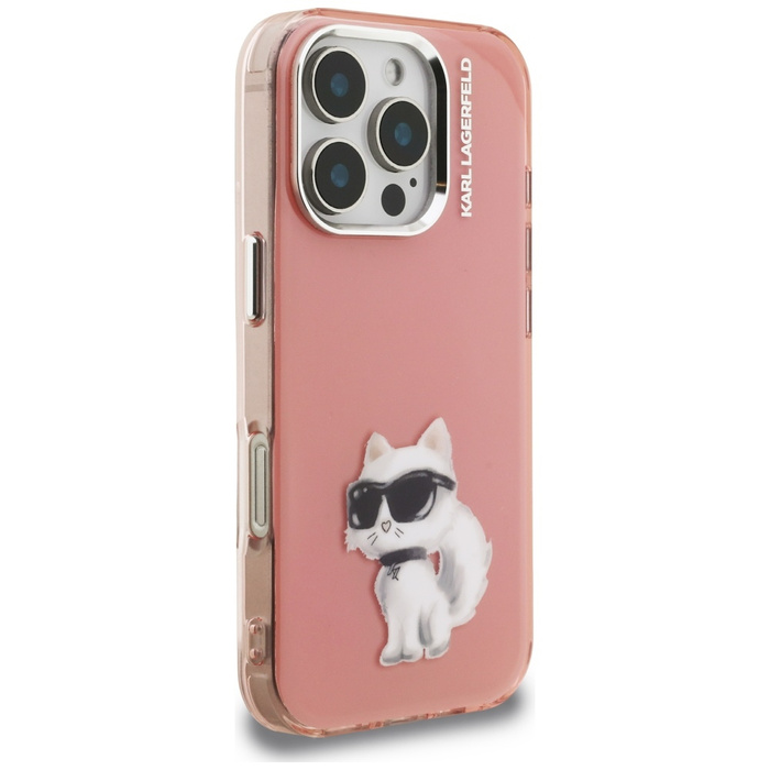 Etui Karl Lagerfeld IML Aquarelle        Choupette & Logo do iPhone 16 Pro Max różowy
