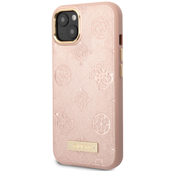 Etui Guess GUHMP14SSAPSTP iPhone 14 6,1" różowy/pink hardcase Peony Logo Plate MagSafe Case