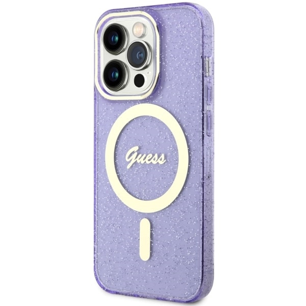 Etui Guess GUHMP14LHCMCGU iPhone 14 Pro 6.1" purpurowy/purple hardcase Glitter Gold MagSafe Case