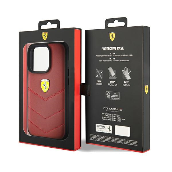 Etui Ferrari FEHCP15LRDUR iPhone 15 Pro 6.1" czerwony/red hardcase Leather Stitched Lines Case