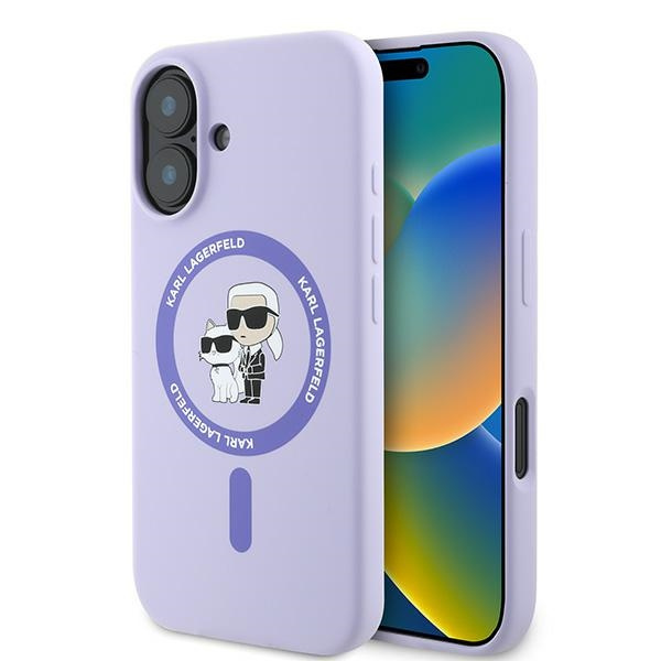 Etui Karl Lagerfeld iPhone 16 Plus fioletowy/purple HC MagSafe Silicone KC Heads Ring