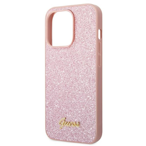 Etui GUESS Apple iPhone 14 Pro Max Glitter Script Różowy Hardcase