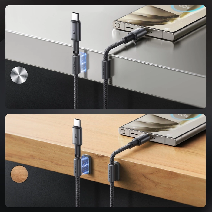 Kabel Joyroom S-A50 Unlimited Series 3A USB-A - USB-C z organizerem magnetycznym 1,2m - szary