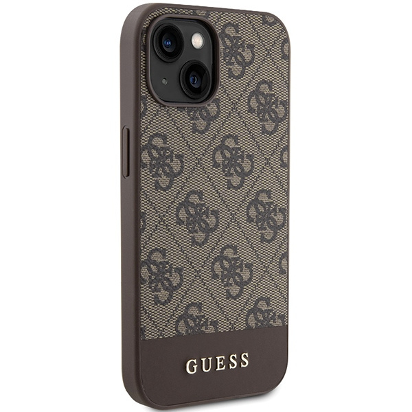 Etui Guess GUHCP15SG4GLBR iPhone 15 / 14 / 13 6.1" brązowy/brown hardcase 4G Stripe Collection Case