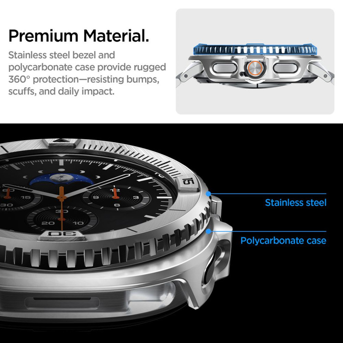 ETUI SPIGEN SAMSUNG GALAXY WATCH 8 CLASSIC (46 MM) BEZEL TUNE PRO PILOT SILVER