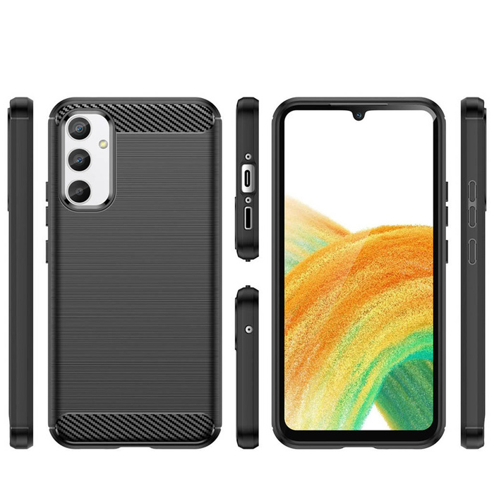 Etui Carbon Case etui do Samsung Galaxy A34 5G elastyczny silikonowy karbonowy pokrowiec czarne Case