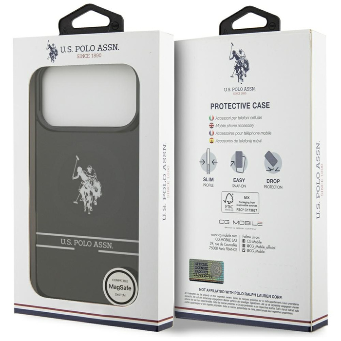 Etui US Polo DH and Bottom Stripe Logo   MagSafe do iPhone 17 Pro Max czarny