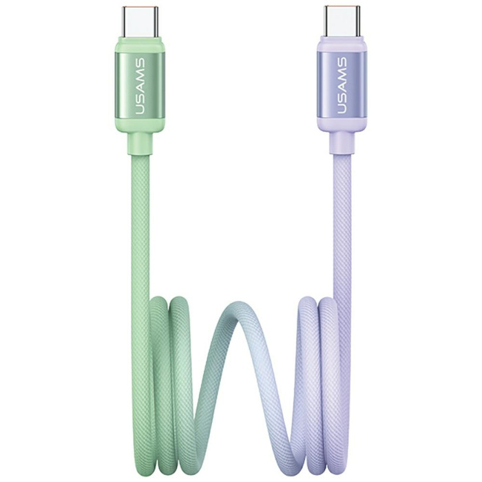 Kabel USAMS Bicolor Series SJ756 PD 60W  USB-C/USB-C 1.2m zielono fioletowy