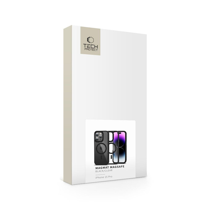 Etui Tech-protect Magmat Magsafe iPhone 15 Pro Black/clear Case