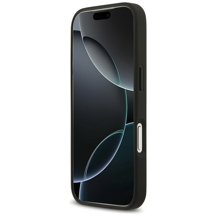 Etui Guess Grained Flowers Classic Logo  MagSafe do iPhone 17 Pro czarny