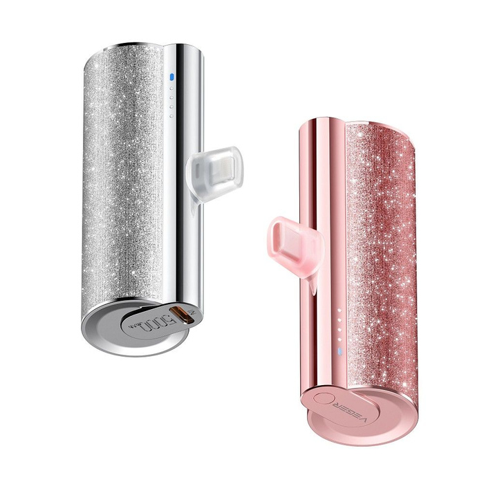 VEGER powerbank 5000 mAh z wbudowanym złączem Typ C PD QC3.0 2,4A 12W PlugOn (W0573) rózowy