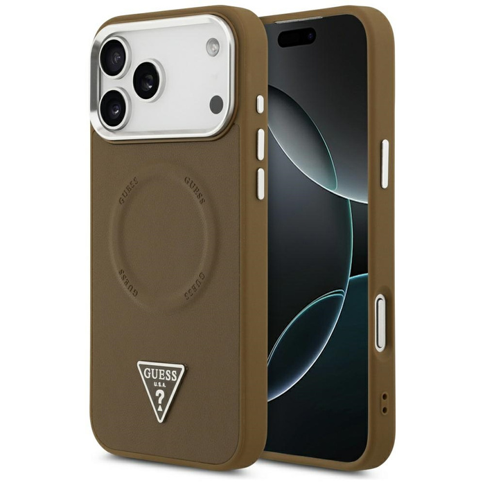 Etui Guess Triangle Logo MagSafe do      iPhone 17 Pro brązowy