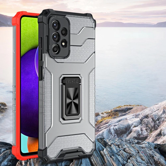 Crystal Ring Case pancerne hybrydowe etui pokrowiec + magnetyczny uchwyt Samsung Galaxy A13 5G czarny