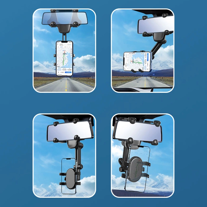 Uchwyt na telefon do samochodu na lusterko wsteczne - czarny