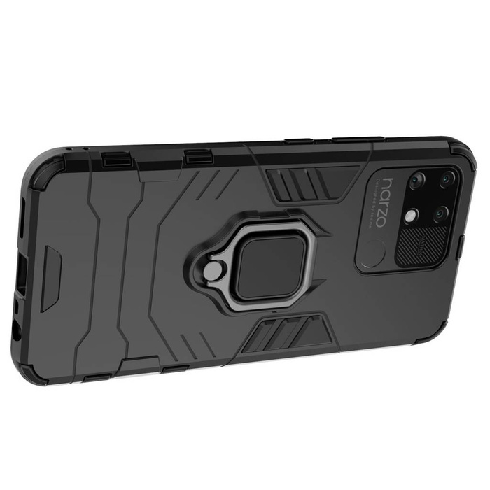 Ring Armor pancerne hybrydowe etui pokrowiec + magnetyczny uchwyt Realme Narzo 50A czarny