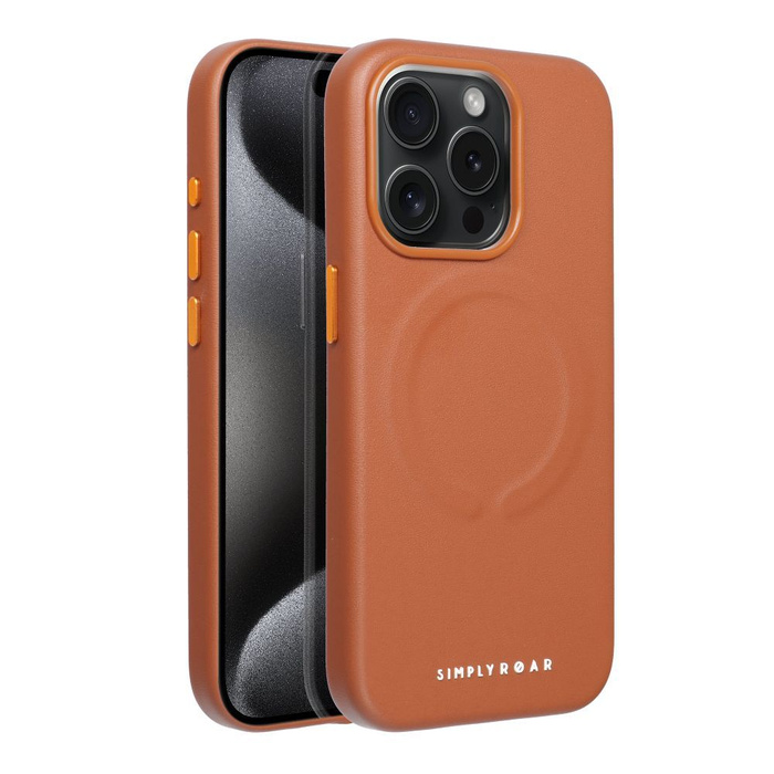 Futerał Roar Leather Mag Case kompatybilny z MagSafe - do iPhone 15 Pro Brązowy
