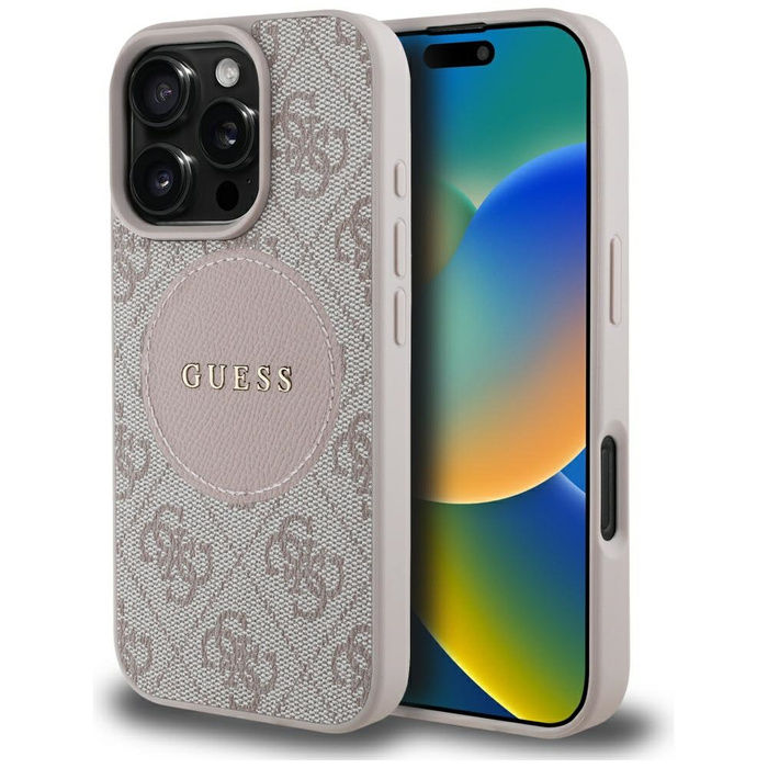Etui Guess 4G Circle Classic Logo        MagSafe do iPhone 16 Pro Max różowy