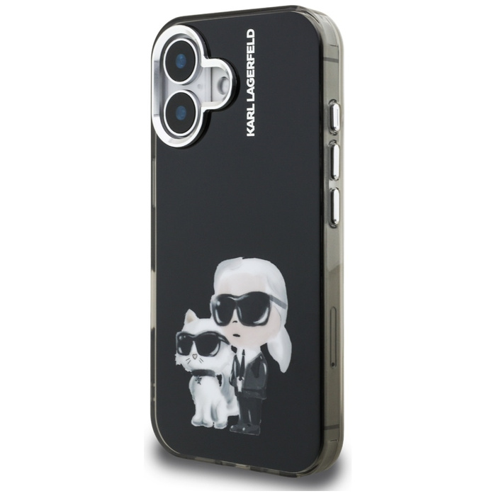 Etui Karl Lagerfeld IML Aquarelle Karl   & Choupette & Logo do iPhone 16 czarny