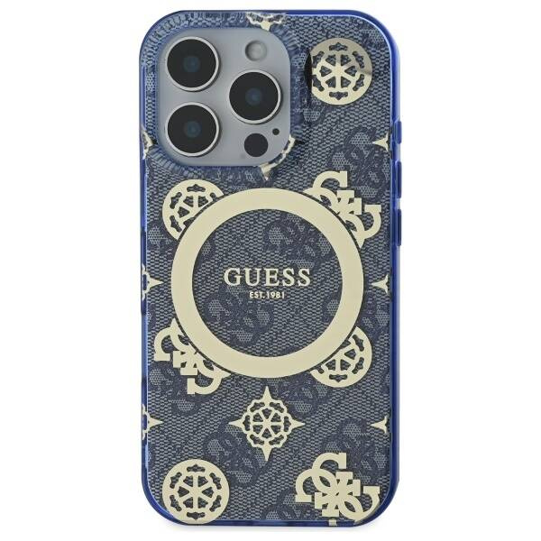 Etui Guess iPhone 16 Pro Max niebieski/blue hardcase IML Peony On 4G Background MagSafe