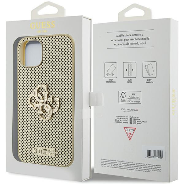 Etui Guess GUHCP15SPSP4LGD iPhone 15 6.1" złoty/gold hardcase Perforated 4G Glitter