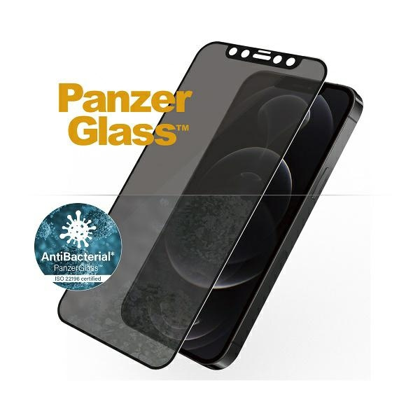 PanzerGlass E2E Super+ iPhone 12/12 Pro Case Friendly AntiBacterial Microfracture Privacy czarny/black