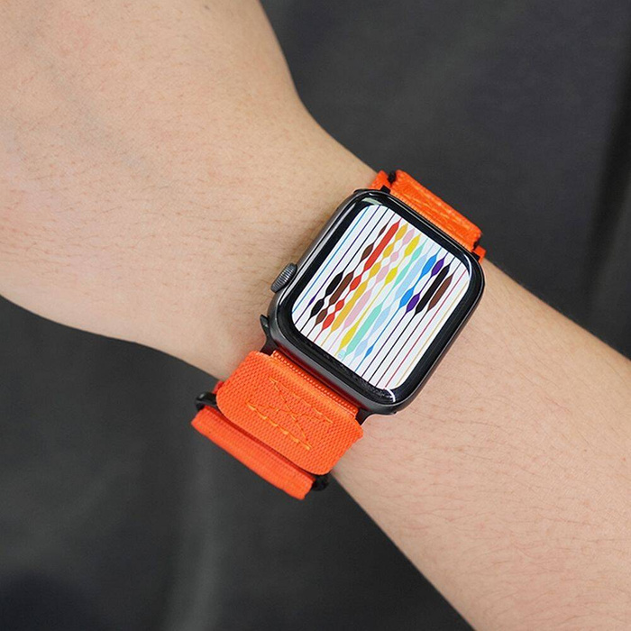 Pasek do Apple Watch Forcell F-Design FA05 rzep nylon 42 / 44 / 45 / 49 mm pomarańczowy