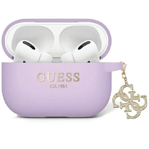 Etui Guess GUAP2LECG4U AirPods Pro 2 cover fioletowy/purple Liquid Silicone Glitter Triangle Charm Case