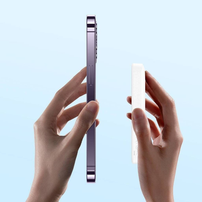 Baseus Magnetic Mini powerbank z ładowaniem indukcyjnym MagSafe 15W / szybkie ładowanie PD QC 20W 10000mAh biały (Overseas Edition) z Kablem USB-C 0.5m Biały