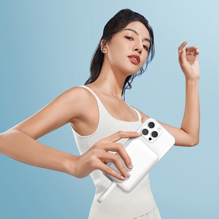 Powerbank Baseus Magnetic Mini MagSafe 10000mAh 20W z wbudowanym kablem Lightning 0.3m Biały