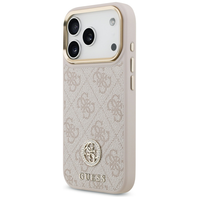 Etui Guess 4G Strass Logo & Big Strap    Metal Buttons MagSafe do iPhone 17 Pro różowy