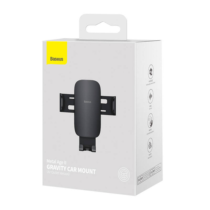 Baseus Metal Age II grawitacyjny uchwyt samochodowy na telefon na kratkę wentylacji czarny (SUJS000001)