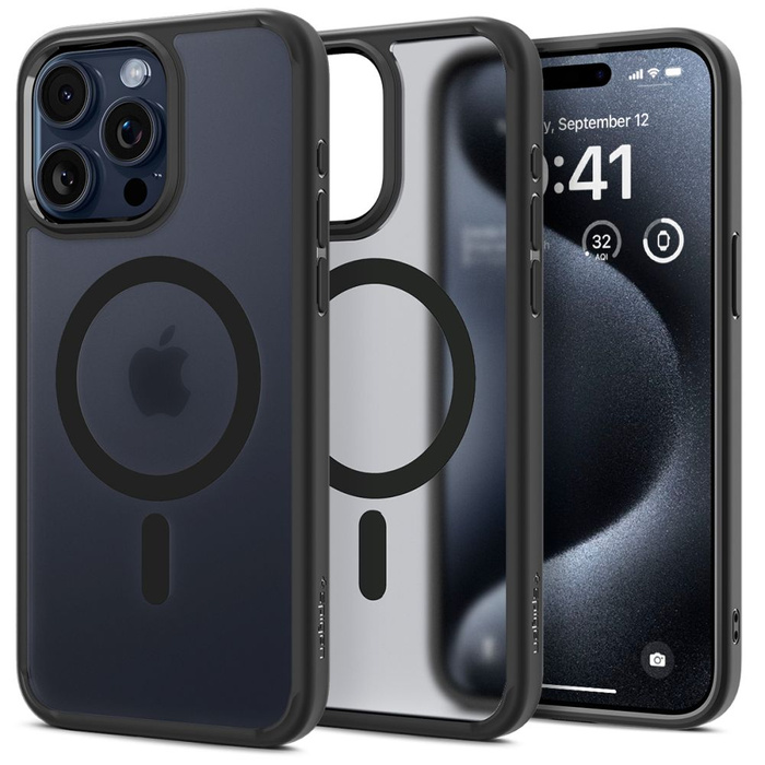 Etui Spigen Ultra Hybrid Mag Magsafe iPhone 15 Pro Frost Black Case