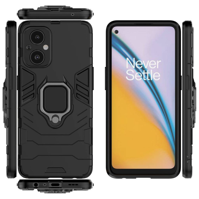 Ring Armor pancerne hybrydowe etui pokrowiec + magnetyczny uchwyt OnePlus Nord N20 5G czarny